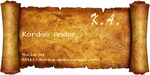 Kordos Andor névjegykártya